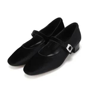 [BABARA][25FW 신상] 바바라 벨벳 메리제인 여성 구두 3cm_BBI573BK