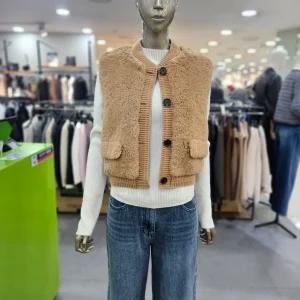 시슬리/애플아울렛/니트 배색 퍼 베스트 SA LE34461