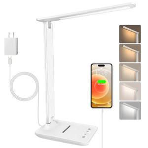 USB 충전 포트, 5가지 조명 모드, 민감한 제어 기능, 접이식 휴대용 책상 조명이 있는 카리디 LED 램프 조광 테이블 램프(흰색, 표준 - 13.3인치)