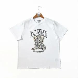 [가니] GANNI 호랑이 오버핏 반팔 티셔츠 화이트 T4124