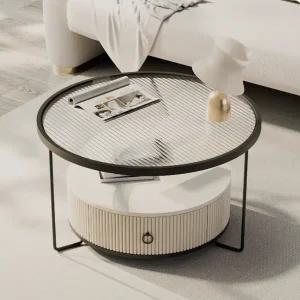 협탁 거실 소파 쇼파 미니 소형 사이드 테이블 프리미엄 석 원형 3단 수납 강화유리 상판 소형멀리스트 크