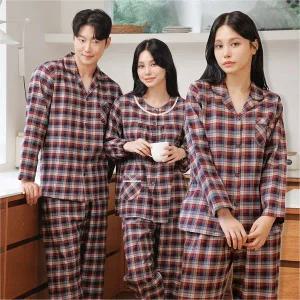 [토토와모모]순면 기모 커플잠옷 파자마 홈웨어 신혼여행 M2031 6031 체크C_P349842214