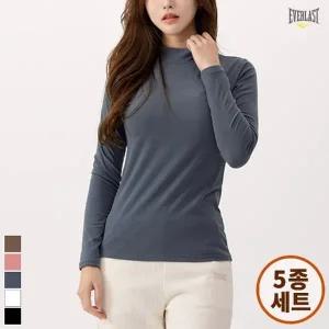 [홈쇼핑상품] 5종세트 에버라스트 겨울 여성 기모 스판 목폴라티셔츠 터틀넥 모크넥 이너티 Bon-2576s5