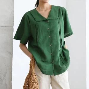 빅사이즈 406 핀턱주름린넨블라우스 DLYK066