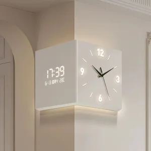 코너 벽시계 전자 양면 벽걸이 양면벽시계 영구 디지털 양면시계 무선