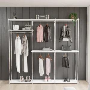 그로잉 W2300 긴옷 행거 2단 조립식 시스템행거 화이트 실버 드레스룸 인테리어