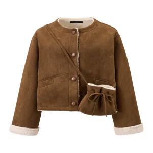 [르샵]양털 시어링 배색 가방 세트 무스탕 자켓 (DP4JK021A)