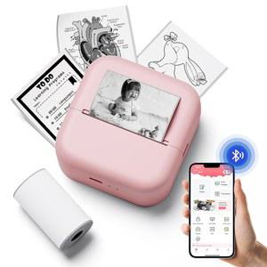 잉크 없는 스티커 프린터, 휴대폰 및 태블릿과 호환되는 프린트 포드 미니 스티커가 있는 학습 노트용 M02L 휴대용 열 사진 인쇄, 저널