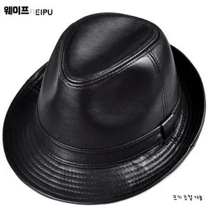 남성 겨울 고급 가죽 중절모 중년 신사 스타일 양가죽 페도라 모자 캐주얼한 착용감 어르신모자 매력적인 빈티지 디자인 모던한 남성패션 템