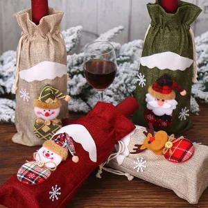 크리스마스 포켓 와인 주머니 유리병 커버 C-1