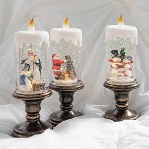 7054 크리스마스 캔들 워터볼 3type 산타 장식 소품