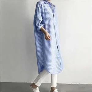 남방 롱셔츠 스트라이프 긴 줄무늬 원피스형 루즈핏