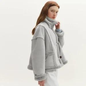 마리끌레르 12/23 순차 하이넥 스웨이드 무스탕 자켓(MAFDJK11MLG)