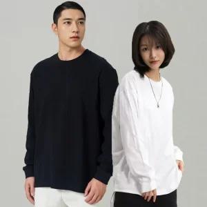 무지 여자 롱슬리브 남자 흰색 레이어드티 커플 면티 기본티 긴팔 가을티 두꺼운 10수