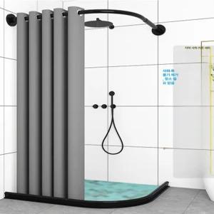 샤워커튼봉 세트 화장실 파티션 욕조 샤워실 무타공 곡선 막대 스테인