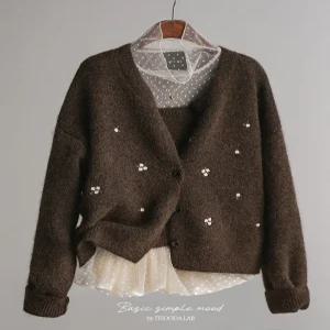 [잇수다랩] 쉐론 플라워 가디건 & 나시 SET