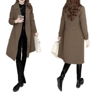 티류으스 여성 겨울 누빔 보온 트렌치코트 허리라인 슬림핏 롱코트 WX