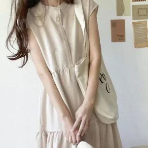 [하프클럽/]걸스 여름철 소매없음 베스트 숏슬리브롱핏 바캉스 미니드레스