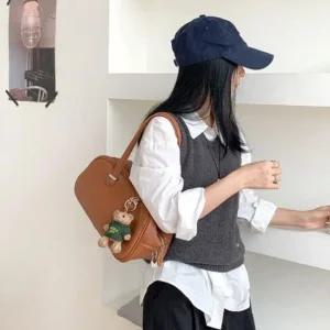 여성 인조가죽 보스턴 숄더백 바게트백 데일리백