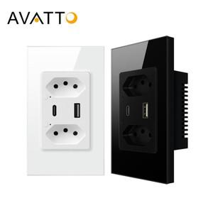 AVATTO Tuya WiFi/ZigBee 스마트 브라질 벽 소켓 16A USB/Type C개별 제어 콘센트 Google Home Alexa 용 고