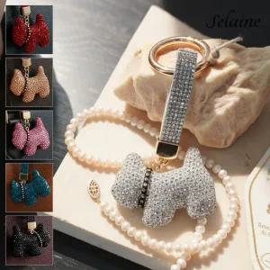 큐빅 크리스탈 보석 강아지 키링 가방 열쇠 키홀더