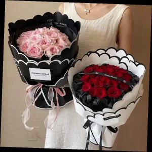 프리저브드 장미 꽃다발 물결 포장지 감성 선물용 꽃포장 핑크 레드 로맨틱