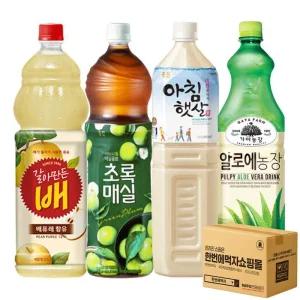 1.5L 음료수 4종 혼합 각 1페트 / 갈아만든 배 + 초록매실 + 아침햇살 + 가야 알로에