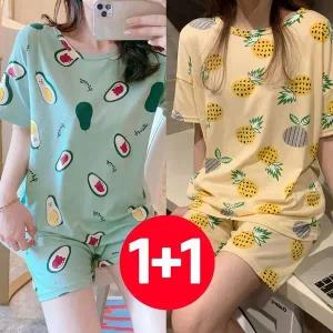 [하프클럽/]베어카도 파자마반바지 반팔 파자마파티 여름 세