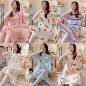 [하프클럽/]여름 롱 추천 면 파자마 꾸안꾸 반팔 잠옷 임산부 원