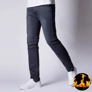 에머리 본딩 블랙진 겨울신상 슬림 기모 안감 방한 일자 빅사이즈 남자 바지