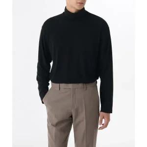 매장정품 무신사 스탠다드 MUSINSA STANDARD 릴렉스드 터틀 넥 긴소매 니트 티셔츠 [블랙] MMDTLCZ10-BK 36