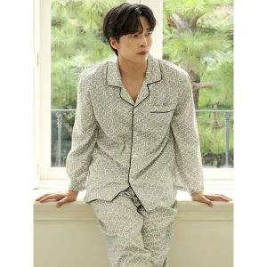 [메이플라워]엔틱그레이 긴팔 모달면 남성 빅사이즈 잠옷 세트_P374818600