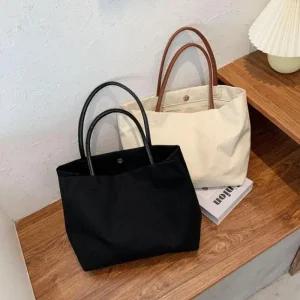 Rly 캔버스 가죽핸드 빅 숄더백 캔버스백 여성가방 여