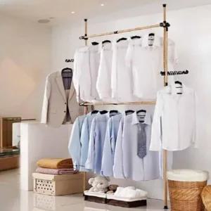 Rly 25mm 고정식 행거 2단 우드 고정식행거2단