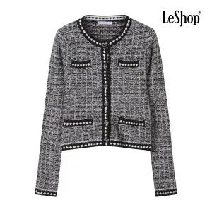 [르샵] 플라워 버튼 트위드 니트 가디건 (BP9KC013A)