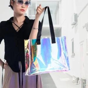 Rly pvc 홀로 가방 수영 비치 투명 핸드백 패션