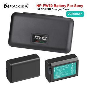 NP-FW50 NP FW50 배터리 및 LCD USB 충전기 케이스, 소니호환 A6000 A7 A7II ZV-E10, 2250mAh