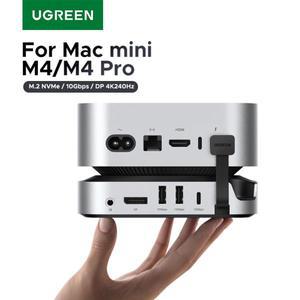 UGREEN Mac Mini 도킹 스테이션 USB 허브 Type-C-DP 4K240Hz M.2 NVMe SSD 슬롯 10Gbps 분배기 M4용 SD&TF