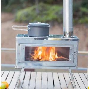 캠핑 화목난로 조립식 접이식 휴대용 화로대 유리창 드럼통 스토브 화롯대 캠핑용 가정용
