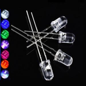 100PC 3MM 5MM 발광 다이오드 투명 커버 LED 빨간색 노란색 녹색 파란색 따뜻한 흰색 밝은 F3 F5 품질 구