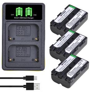 Batmax NP-FM500H 배터리 + LED 듀얼 충전기 소니 알파 A58 A99 A900