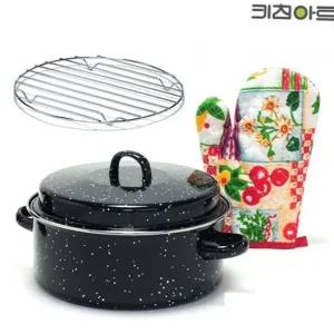 캠핑 직화 냄비 캠핑용 통돌이 군고구마 직화 냄비 세트 가정용 무쇠 구이용 집들이 손잡이 받침대 28cm