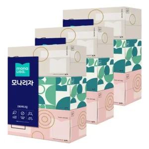 미용티슈 3팩 각티슈 모나리자 3입 도톰한티슈 피부저자극 화장티슈 송르둔