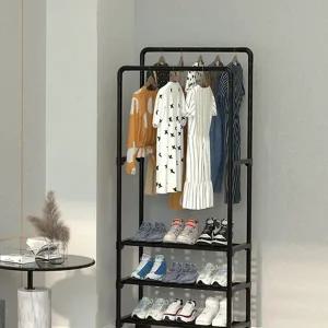 스탠드 행거 바퀴형 조립식 선반형 이동식 행거 옷걸이 수납장 정리대 정리 신발 의류 옷장 옷방