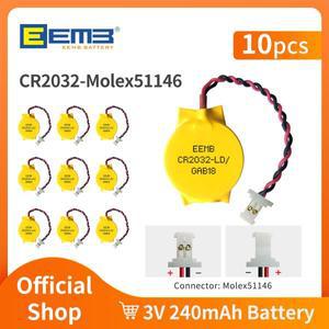 10팩 EEMB 3V 2Pin CR2032 배터리(와이어 포함) CMOS 배터리 마더보드 노트북 교체용 배터리(Alienware ASU
