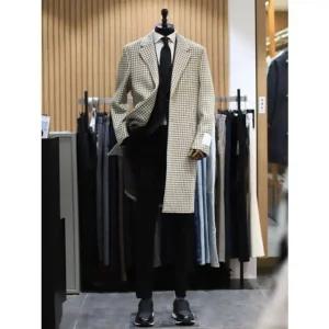 [갤러리아] BON 아이보리 안젤리코 하운드체크 롱기장 테일러드 코트 BN3WHA582