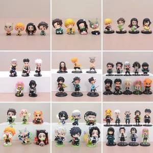 귀멸의칼날 피규어 세트 탄지로 네즈코 탄생화 애니 귀여운 스타일 굿즈 장식 Q버전