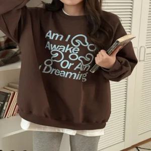 퓨어링 루즈핏 나염 기모 맨투맨 85244 빅사이즈 여성의류