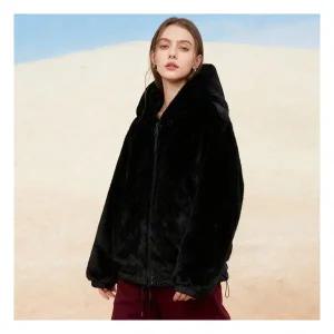 블랙 재입고완료 라벨르by신영모피 페이크 밍크 후드 양면 자켓 108359