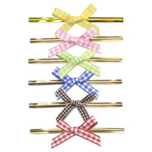 빵끈타이리본 체크 약100개 리본끈 포장 선물 베이커리끈 대용량끈 포장용